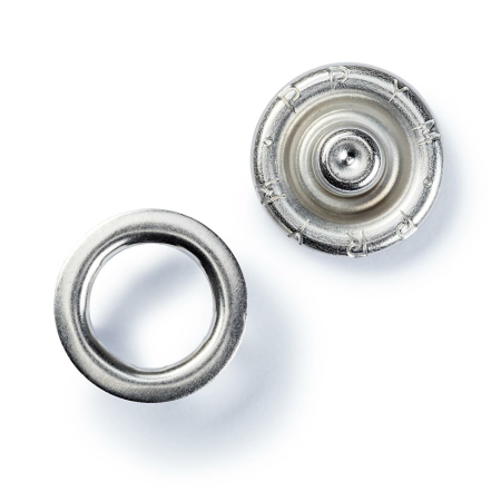 Bouton pression sans coutureJersey, anneau denté, 10mm, argent (390107)