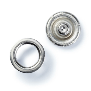 Bouton pression sans couture"Jersey", anneau denté, 10mm, argent (390107)
