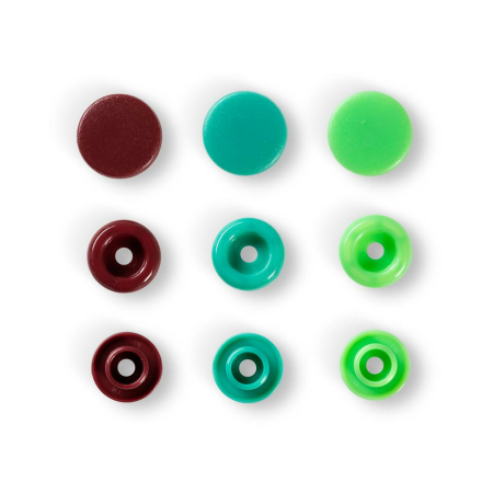 Color Snaps bouton pression vert - vert clair marron, Prym Love, plastique 12,4mm, 30 pièces (393005)