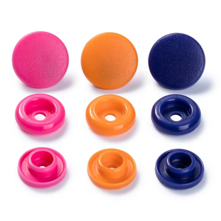 Bouton pression Prym Love, 12,4mm, orange/pink/violet 30 pièces (393006)