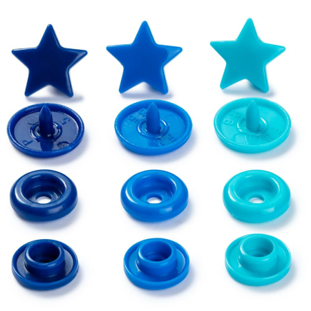 Color Snaps bouton pression étoile bleu turquoise,  Prym Love, plastique 12,4mm, 30 pièces (393060)