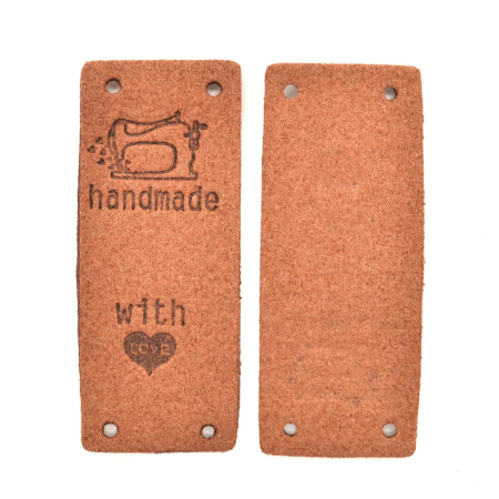 Appliqué étiquette "Handmade with heart" Label marron
