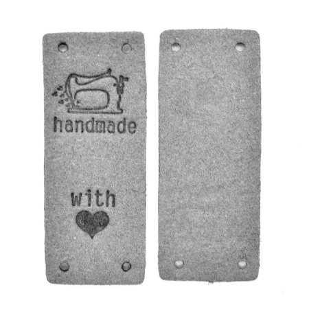 Appliqué étiquette "Handmade with heart" Label gris