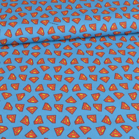Tissu coton - Superman logo - aqua