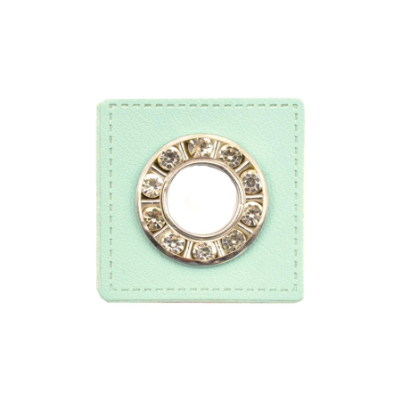 Oeillet simili cuir patch menthe 9mm  - pailleté nickelé