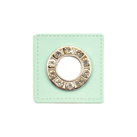 Oeillet simili cuir patch menthe 9mm  - pailleté nickelé