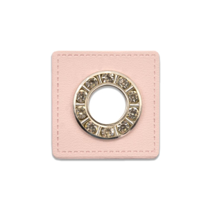 Oeillet simili cuir patch rose délicat 9mm  -...