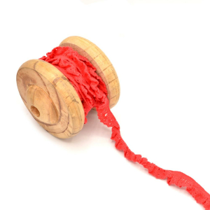 Ruban élastique dentelle coton - rouge 19mm