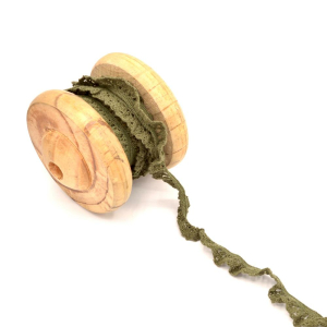 Ruban élastique dentelle coton - kaki 19mm