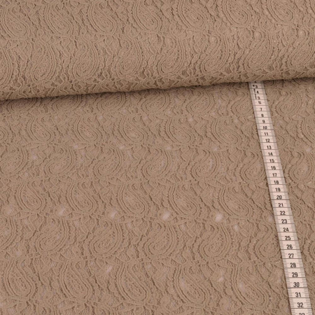 Tissu dentelle extensible Paisley - beige
