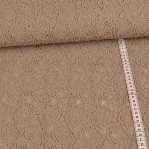 Tissu dentelle extensible Paisley - beige