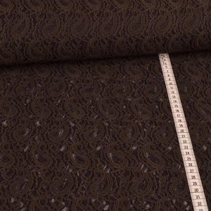 Tissu dentelle extensible Paisley - marron