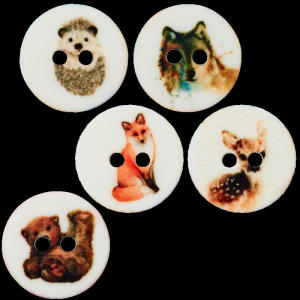 Poly-bouton animaux forêt assortiment 12mm