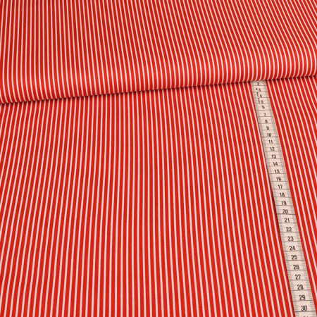 Tissu coton - rayures rouge blanc