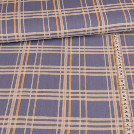 Viskose Webware - Karomuster Jeansblau