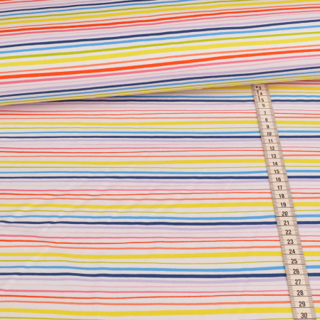 Jersey Swafing - Small Stripes multicolore blanc