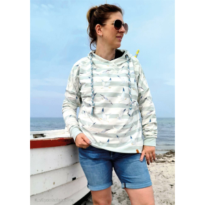 Jersey Swafing Mainz - mouette & rayures - gris blanc