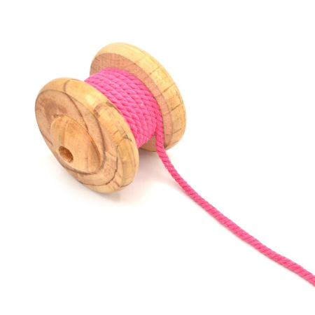 Cordon coton torsadé 6mm uni pink