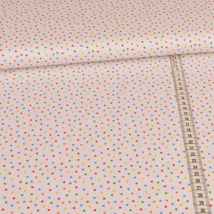 Tissu coton - pois multicolores - blanc