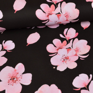 Tissu déco Fleurs de cerisier sur noir - Collection...
