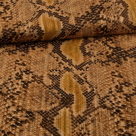 1 morceau de 1,55m de chiffon imprimé animalier motif serpent doré