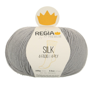 REGIA Laine à chaussettes Premium Silk 4 fils, 00051 Silberblau 100g