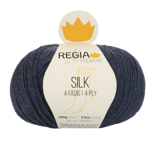REGIA Laine à chaussettes Premium Silk 4 fils, 00053 Jeans Mel. 100g