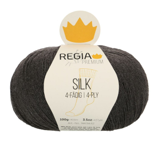 REGIA Laine à chaussettes Premium Silk 4 fils, 00098 anthracite Mel 100g