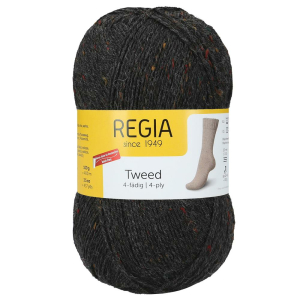 REGIA Laine à chaussettes Uni Tweed 4 fils, 00098...