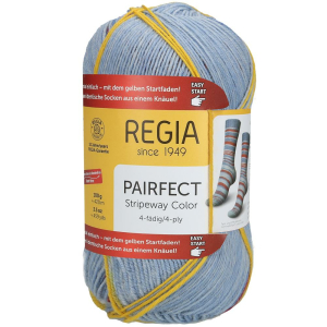 REGIA Laine à chaussettes Color Pairfect Line 4 fils, 02297 Jeans-Sky 100g
