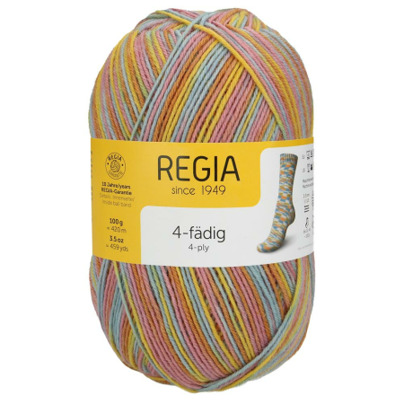 REGIA Laine à chaussettes Color 4 fils, 01289 Jukebox 100g