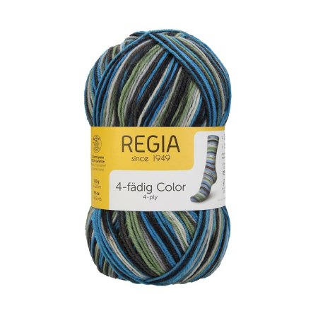 REGIA Laine à chaussettes Color 4 fils, 03803 Olive 100g