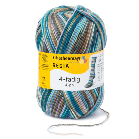 REGIA Laine à chaussettes Color 4 fils, 04457 Sea Wead 100g