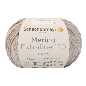 Schachenmayr laine mérnios Extrafine 120, 00104 sable chiné 50g