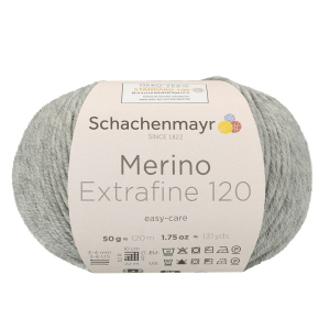 Schachenmayr laine mérnios Extrafine 120, 00190 gris clair Mel 50g