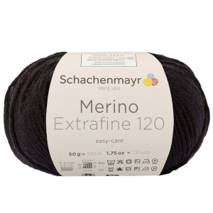 Schachenmayr laine mérnios Extrafine 120, 00199 noir 50g