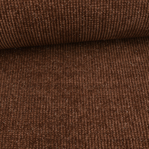 Tissu tricot chenille avec fil pailleté marron...