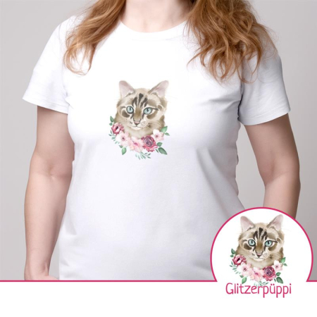 Motif à repasser en exclusivité Glitzerpüppi Petit chat aquarelle Charly