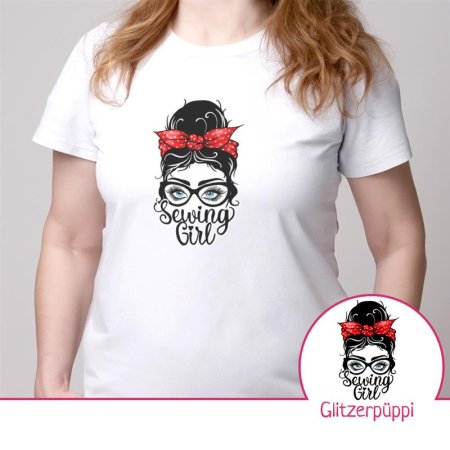 Motif à repasser en exclusivité Glitzerpüppi Sewing Girl