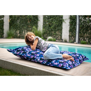 Chillstar pouf imprimé intérieur / extérieur Aquarelle Feuilles et Fleurs | 130 litres 90 x 135 cm