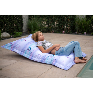 Chillstar pouf imprimé intérieur / extérieur Pissenlit menthe violet | 130 litres 90 x 135 cm