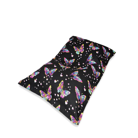 Chillstar pouf imprimé intérieur / extérieur Cœur papillons aquarelle noir arc-en-ciel | 130 litres 90 x 135 cm
