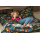 Chillstar pouf imprimé XXL intérieur / extérieur Manette arc-en-ciel sur noir | 330 litres 135 x 175 cm