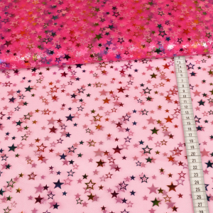 Tissu tulle extensible Swafing - Rainbow Stars sur pink