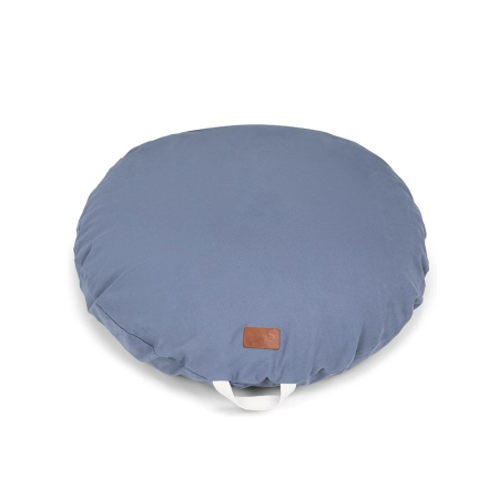 Liou coussin de sol rond en coton avec garnissage de haute qualité coloris uni bleu