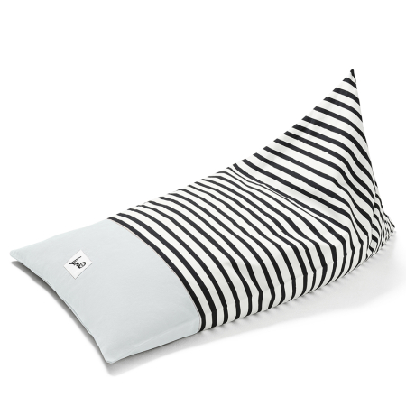 Liou pouf enfant « Zebra » en coton bio doux avec garnissage inclus 110x70x60 cm (Gris – Moon stone grey)