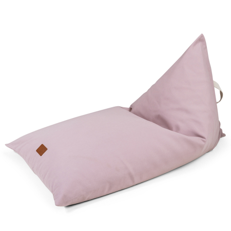 Liou pouf enfant uni en coton bio doux avec garnissage inclus 110x70x60 cm (Rose)