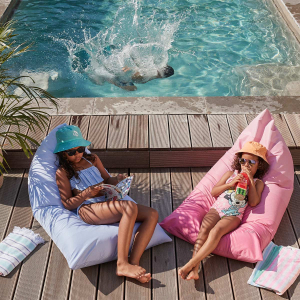 Liou pouf enfant intérieur & extérieur « Purple Rain » avec imprimé dégradé et revêtement déperlant violet