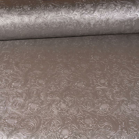 Simili cuir Swafing Marlies avec structure - florale gaufré - gris