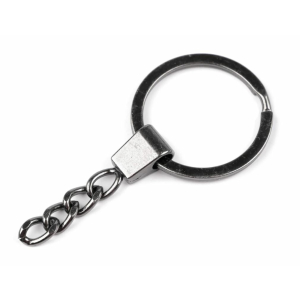 Porte-clés avec chaîne - Ø 30 mm noir